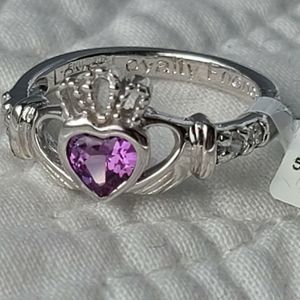 Claddagh Shan Ore June Birthstone 925 Silver Ring Irish Alexandrite CZ